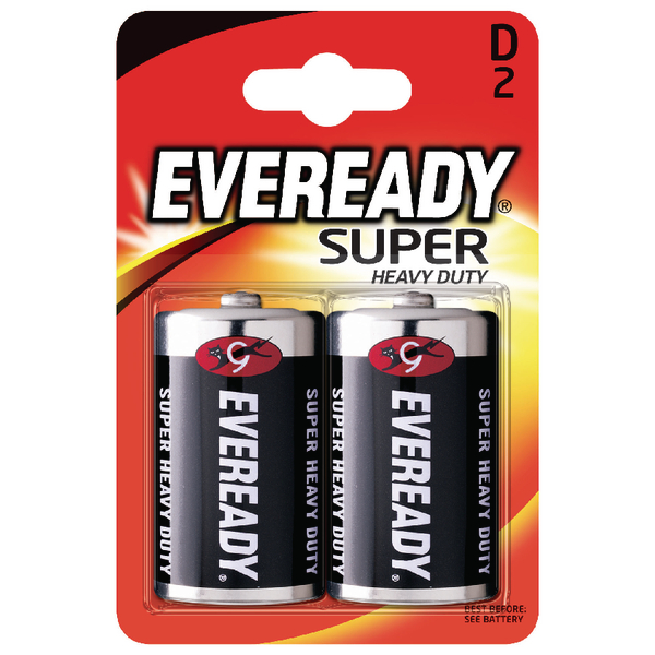Eveready Super Heavy Duty – D Batteries 1.5v D R20 (2 Pack)