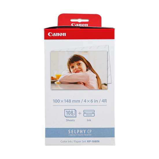 Four Canon Kp-108in Selphy Color Ink 4x6 Paper Set 3115b001 For