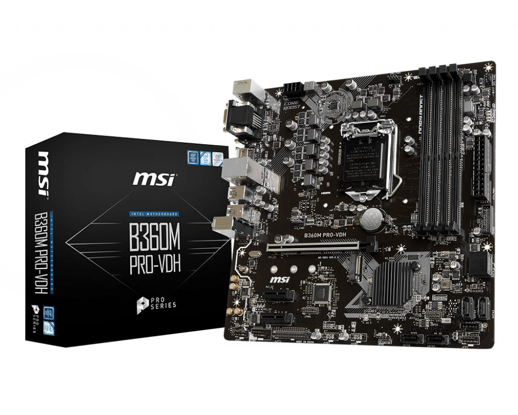 MSI B360M PRO-VDH LGA 1151 (300 Series) Intel B360 HDMI SATA 6Gb/s Micro ATX Intel Motherboard