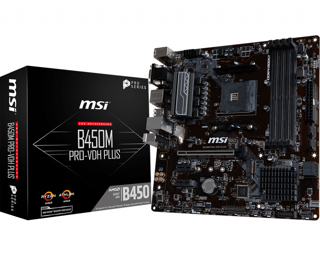 MSI PRO B450M PRO-VDH PLUS AM4 AMD B450 SATA 6Gb/s USB 3.1 HDMI Micro ATX AMD Motherboard