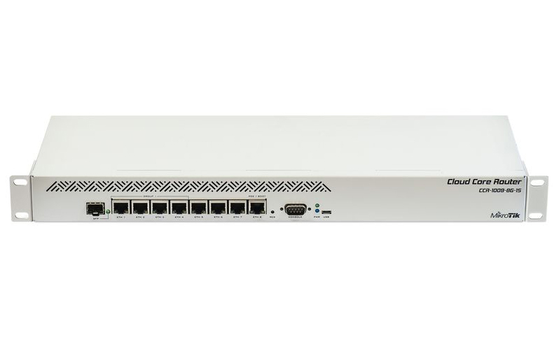MikroTik Cloud Core Router CCR1009-8G-1S-PC, CPU TLR4-00980CG-10CE-A3a, PoE in