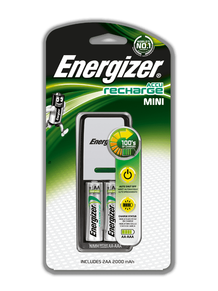 Energizer Mini AA/AAA Charger with 2-AA NiMH Rechargeable Batteries