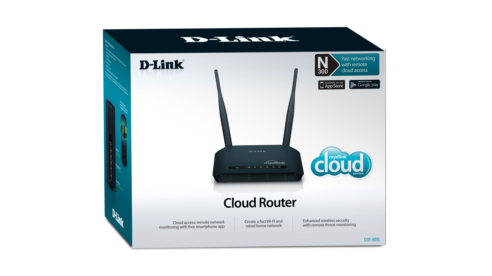 D-Link DIR-605L 300Mbps Wireless-N 2 x 5dBi antenna Router mydlink Cloud Service 