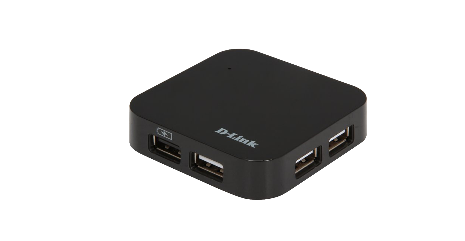 D-Link 4-Port USB 2.0 Hub including Fast Charging Port, mini USB 2.0 Port and 5V/2.5A Power Adapter