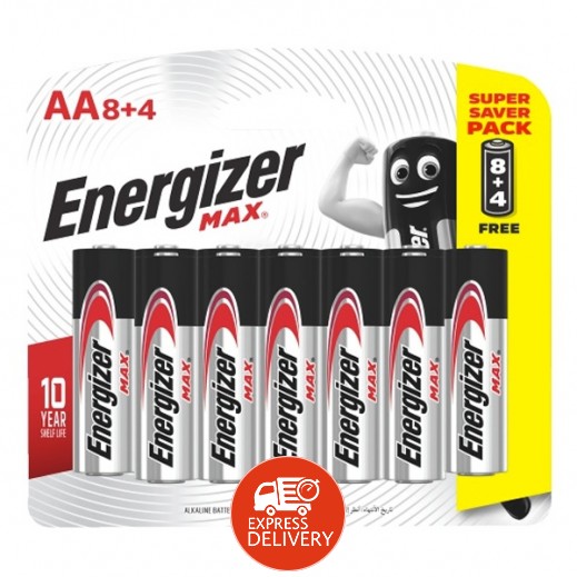 Energizer MAX - E91BP8+4 AA Batteries 1.5v AA LR6 (8 Pack - 4 Free)