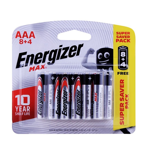 Energizer MAX - E92BP8+4 AA Batteries 1.5v AA LR6 (8 Pack - 4 Free)