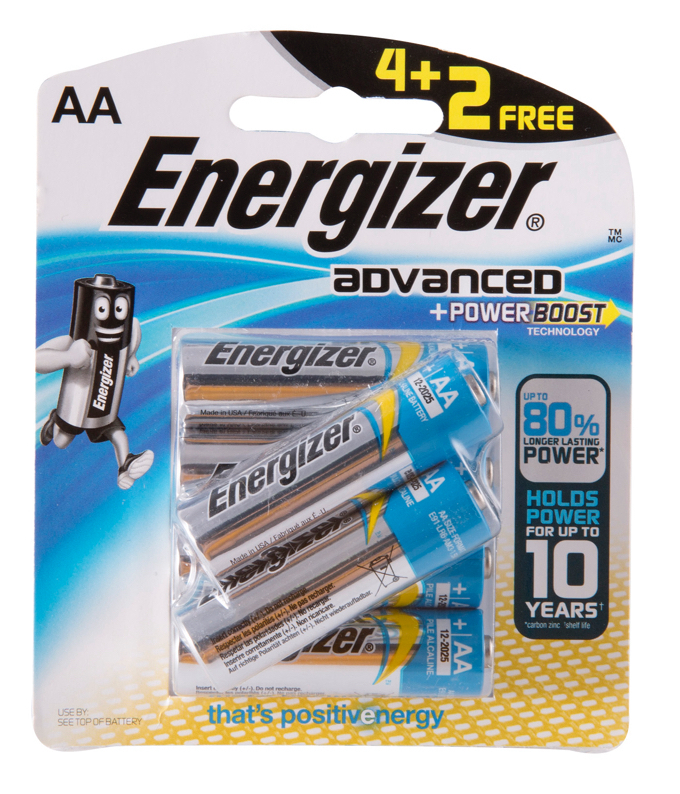 Energizer Advanced - AA Batteries 1.5v AALR6 (4 Pack - 2 Free)