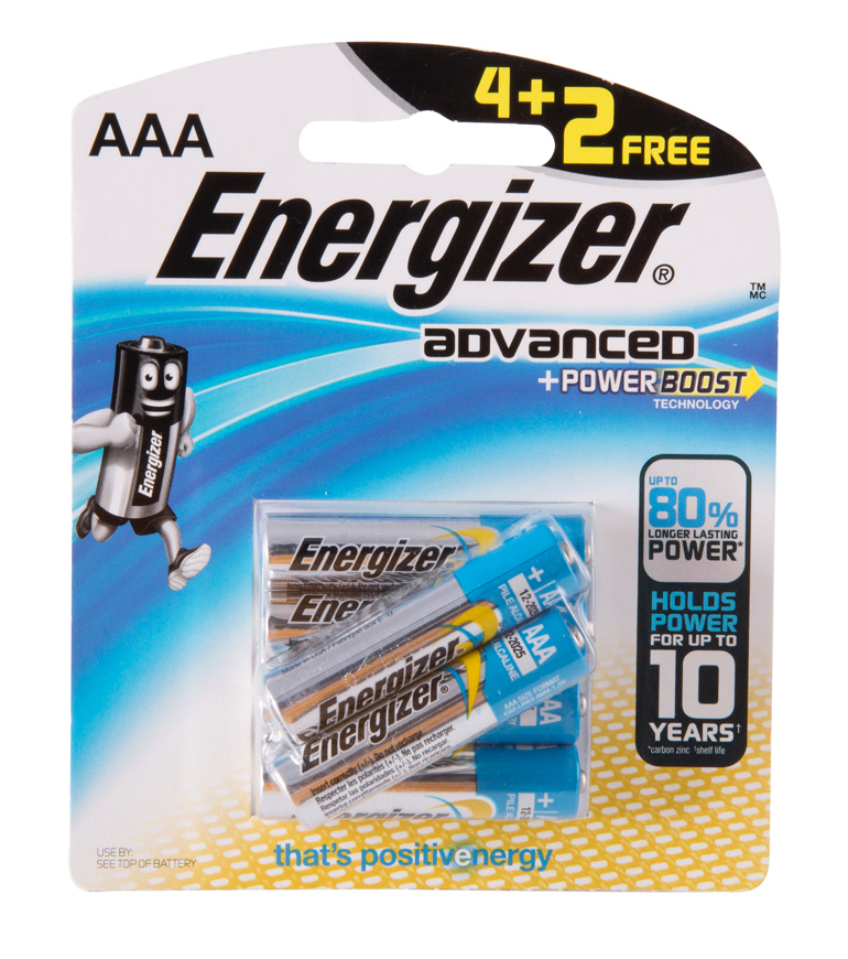 Energizer Advanced - AAA Batteries 1.5v AAALR03 (4 Pack - 2 Free