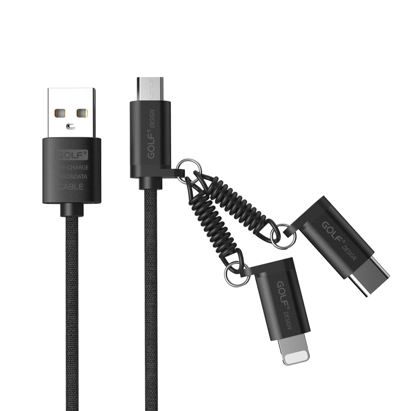 Golf GC-51 (3 in 1) Soft Cable Micro + Type-C + iPX 2.4A Fast Charging
