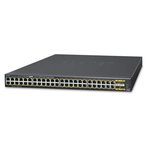 Planet (GS-4210-48P4S) 48-Port 10/100/1000T 802.3at PoE + 4-Port 100/1000BASE-X SFP Managed Switch