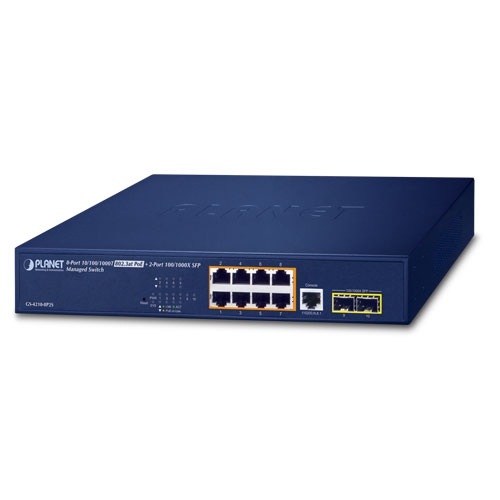 Planet (GS-4210-8P2S) 8-Port 10/100/1000T 802.3at PoE + 2-Port 100/1000X SFP Managed Switch