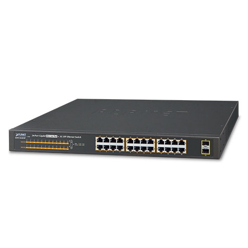 Planet (GSW-2620HP) 24-Port 10/100/1000T 802.3at PoE + 2-Port 1000X SFP Gigabit Ethernet Switch