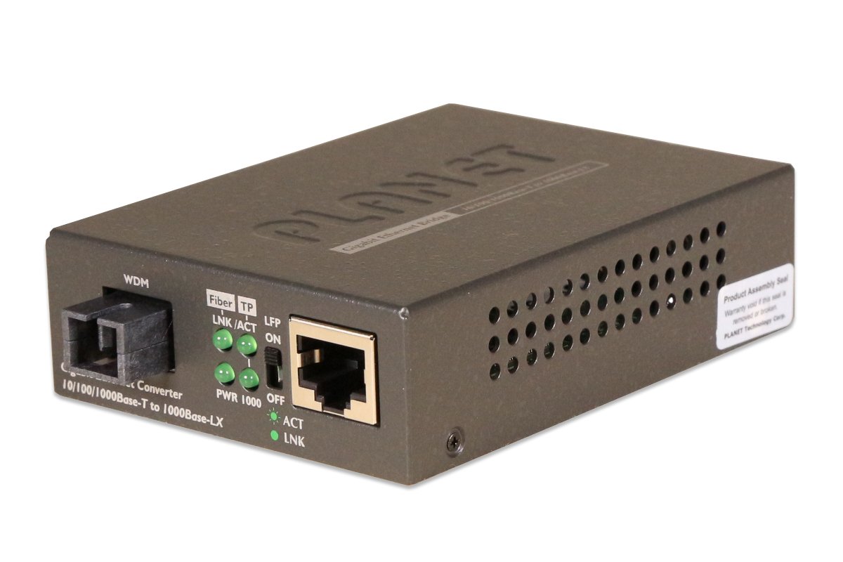 Planet (GT-806A60) 10/100/1000Base-TX to 1000Base-FX WDM Bi-directional Media Converter (SM, WDM, 1310nm, 60km)