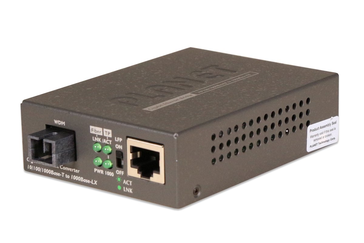 Planet (GT-806B60) 10/100/1000Base-TX to 1000Base-FX WDM Bi-directional Media Converter (SM, WDM, 1550nm, 60km)