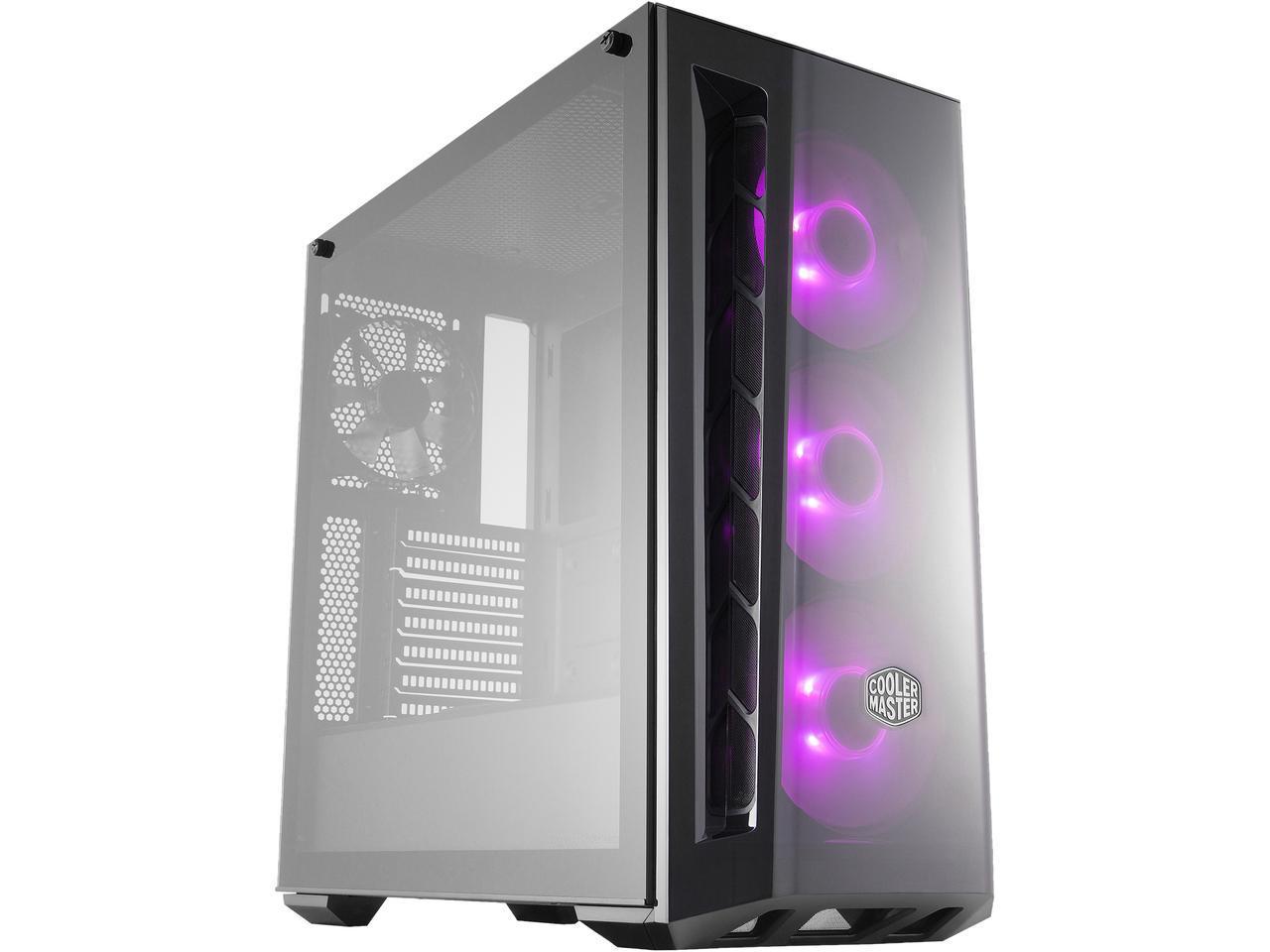 Cooler Master MCB-B520-KGNN-RGB MasterBox MB520 RGB Focuses on Lighting and showmanship with a Fully Transparent Front Panel and 3 RGB Fans
