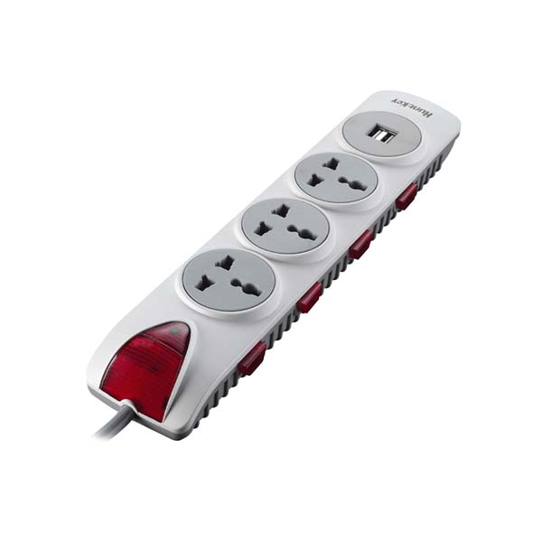 Huntkey Power Strip 3 Sockets - 2 Port USB - 3 Meter