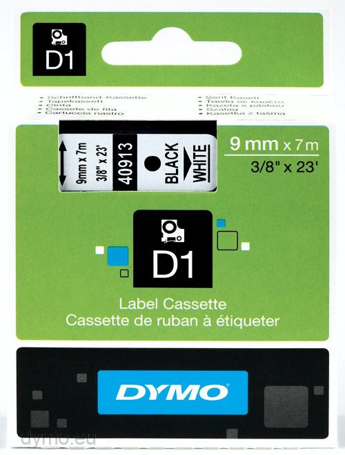 Dymo S0720680 D1 40913 Tape 9mm x 7m Black on White