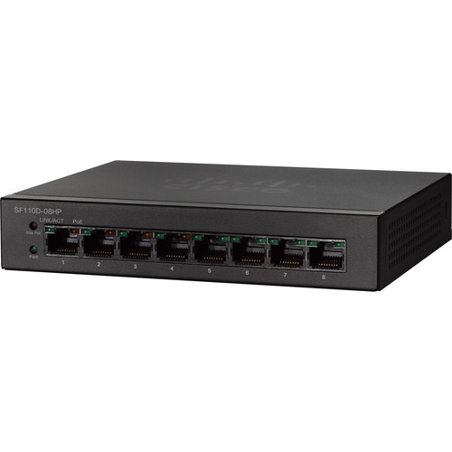 Cisco SF110D-08HP 110 Series 8-Port Unmanaged PoE Network Switch 