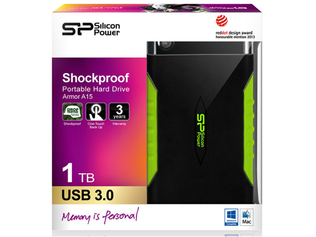 Silicon Power Armor A15 Shockproof Portable Hard Drive 1TB