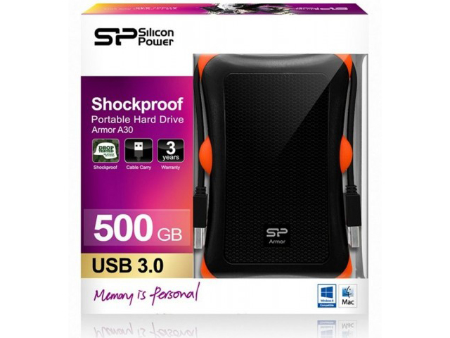 Silicon Power Armor A30 Shockproof Portable Hard Drive 500GB