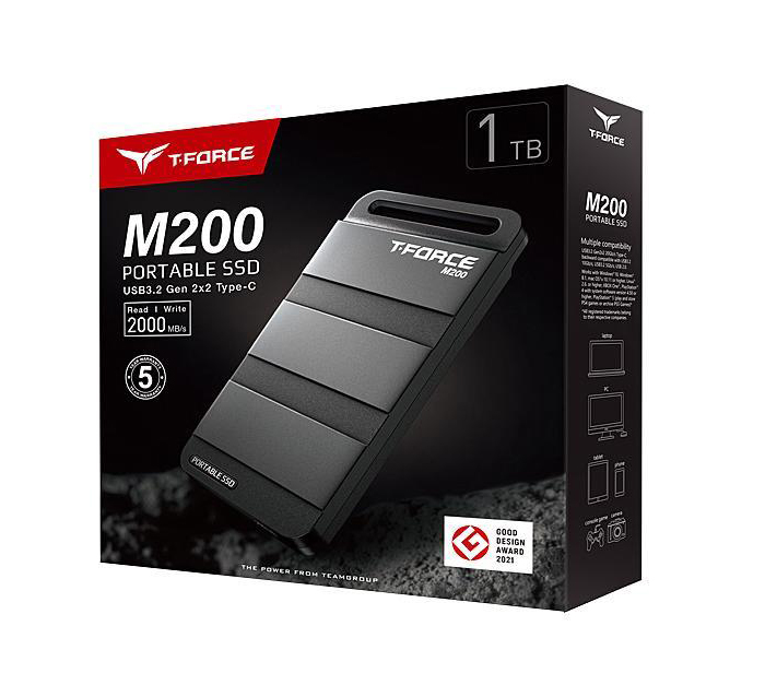 Team Group T-FORCE M200 1TB Portable SSD Up to 2000 MB/S USB 3.2 (T8FED9001T0C102)