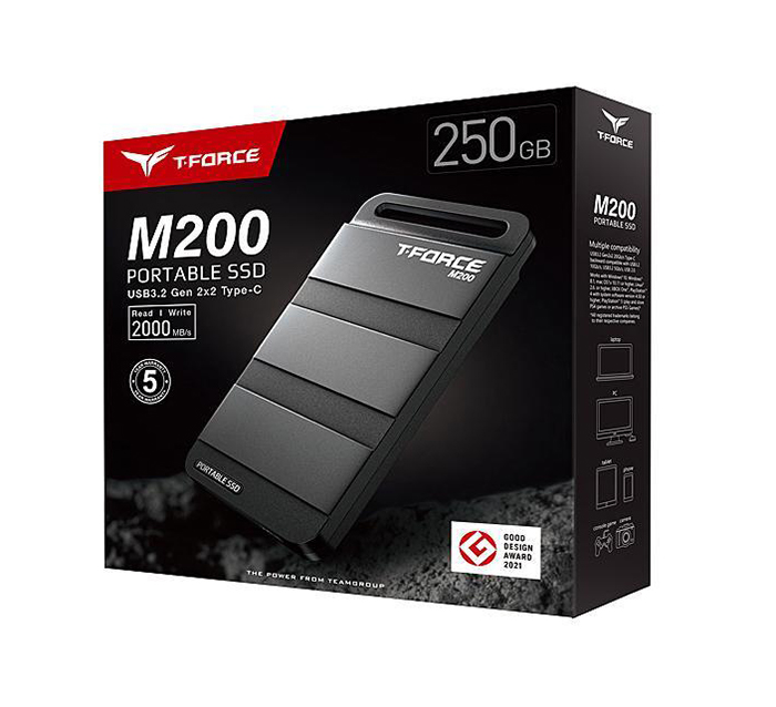 Team Group T-FORCE M200 250GB Portable SSD Up to 2000 MB/S USB 3.2 (T8FED9250G0C102)