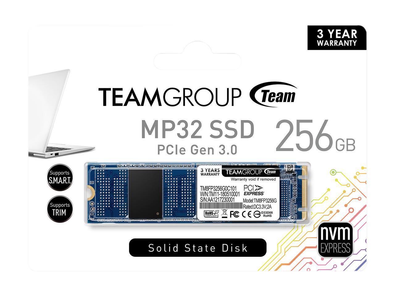Team Group MP32 M.2 2280 256GB PCIe 3.0 x2 with NVMe 1.3 Internal Solid State Drive (SSD)