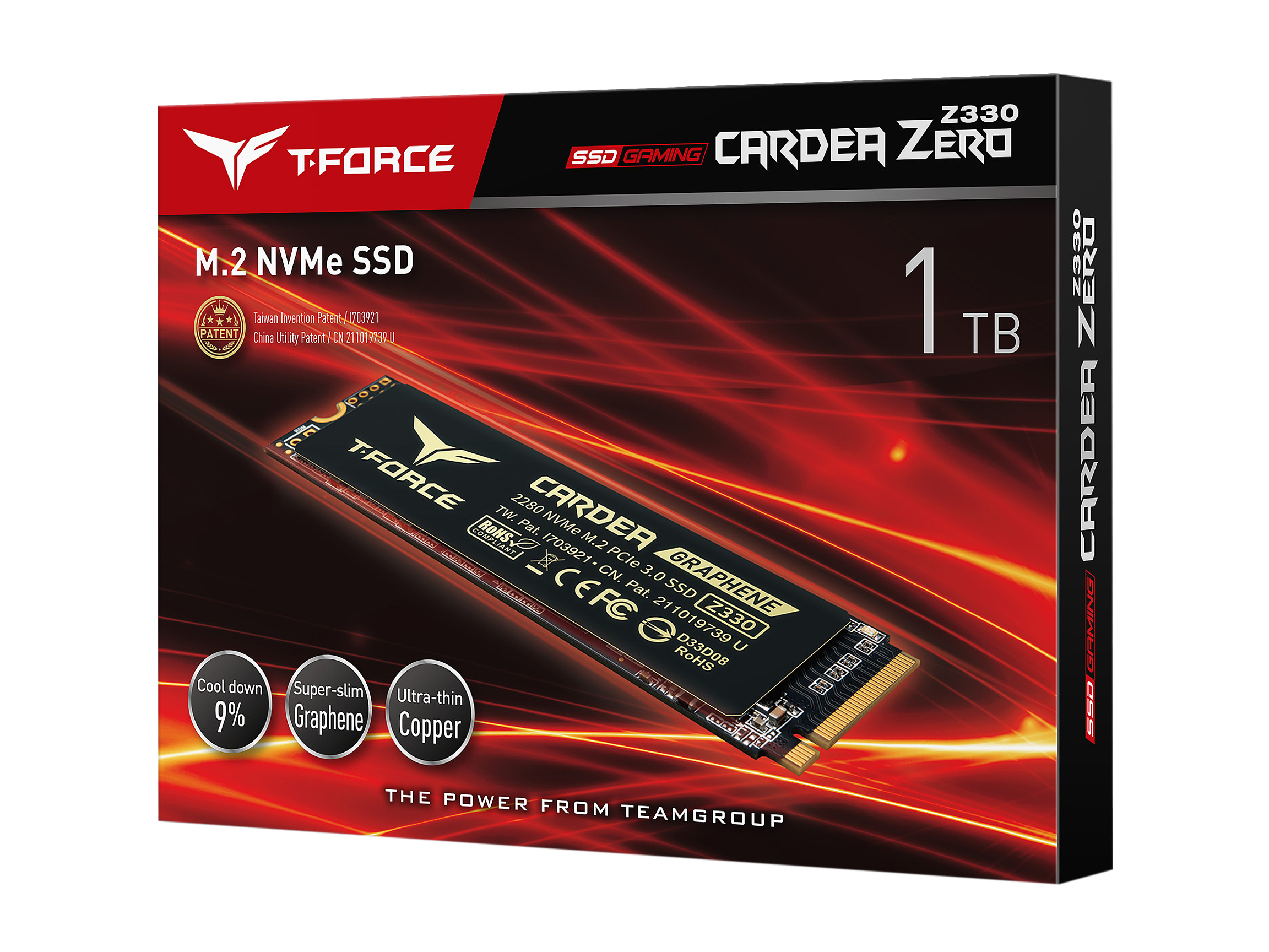 Team Group T-FORCE CARDEA ZERO Z330 M.2 2280 1TB PCIe Gen3 x4 with NVMe 1.3 Internal Solid State Drive (SSD) TM8FP8001T0C311