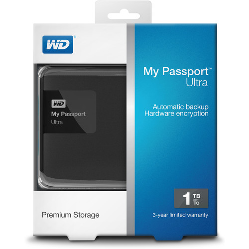WD 1TB Black My Passport Ultra Portable External Hard Drive - USB 3.0 - WDBGPU0010BBK-NESN